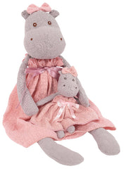 Mom and Baby Hippo Linen Dolls
