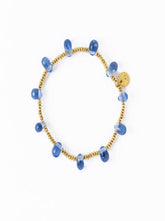 Hope Brass Stretch Blue Glass Bracelet