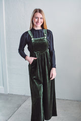Green Aspen Velvet Overalls