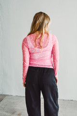 Pink Dotted Mesh Top