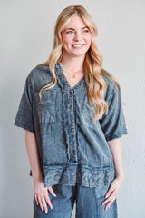Gauze Charcoal Top