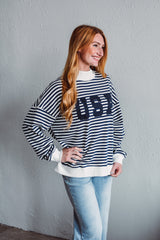 Star-Spangled Stripe Mock Neck