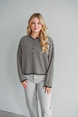 Olive Stripe Knit Cardigan