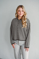 Olive Stripe Knit Cardigan