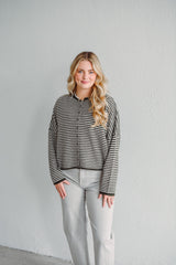Olive Stripe Knit Cardigan