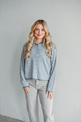 Blue Stripe Knit Cardigan