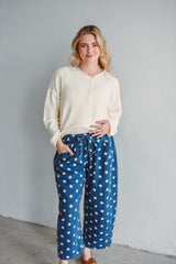 Lucy Dotted Denim Barrel Pant