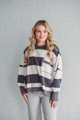 Ivory Stripe Sweatshirt