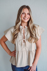 Latte Poplin Top