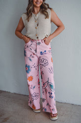 Pink Botanical Wide Leg