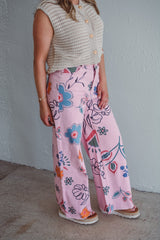 Pink Botanical Wide Leg