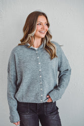 Heather Grey Piper Cardigan