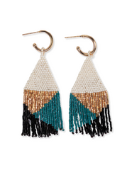 Ink & Alloy Teal Fringe Triangle Earrings