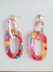 Rainbow Chain Link Earrings