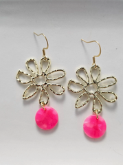 Gold Floral Charm Earrings