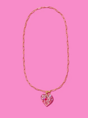 Pink Confetti Heart Necklace