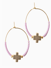 Lavender Cross Hoops