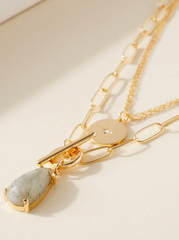 Gray Disc Chain Necklace