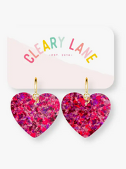 Pink Confetti Heart Earrings