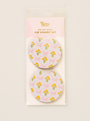 Pink Marigold Car Coaster
