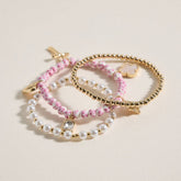 Floral Charm Stretch Bracelet Set
