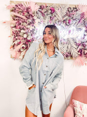 Misty Blue Button Up