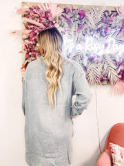 Misty Blue Button Up