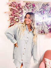 Misty Blue Button Up