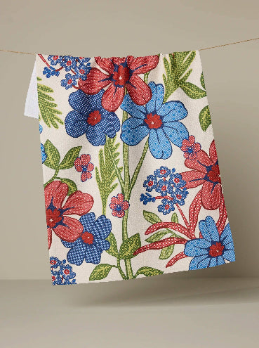 Plaid Floral Tea Towel