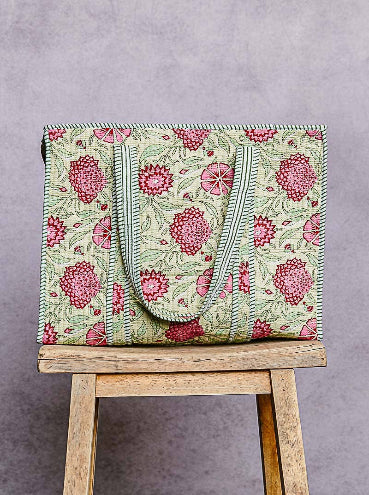 Mint Quilted Tote