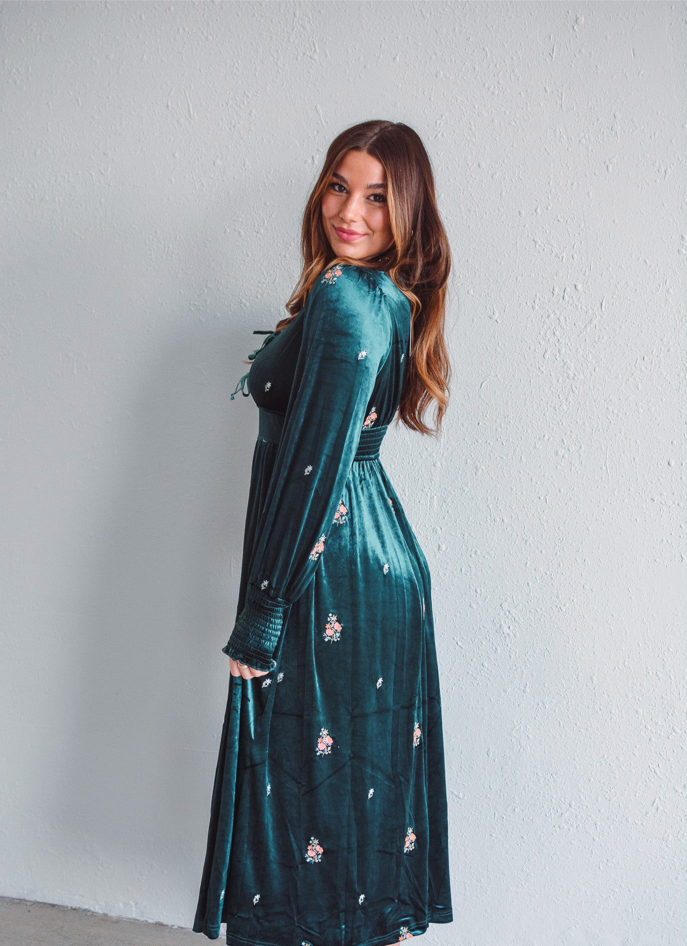 Garden Grace Velvet Dress