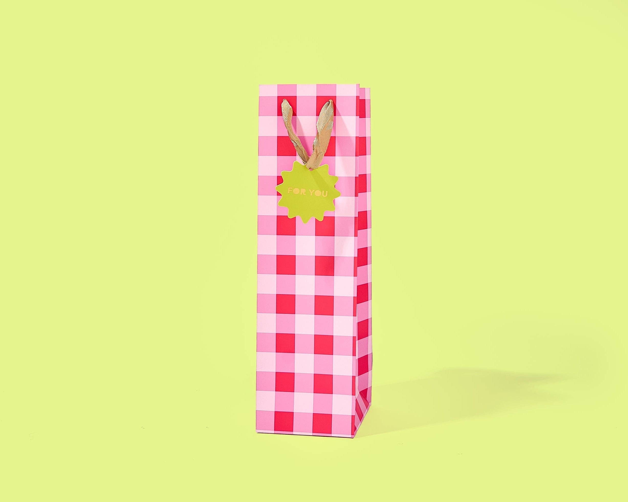 Gift Bags - Red + Pink Gingham - Assorted Sizes