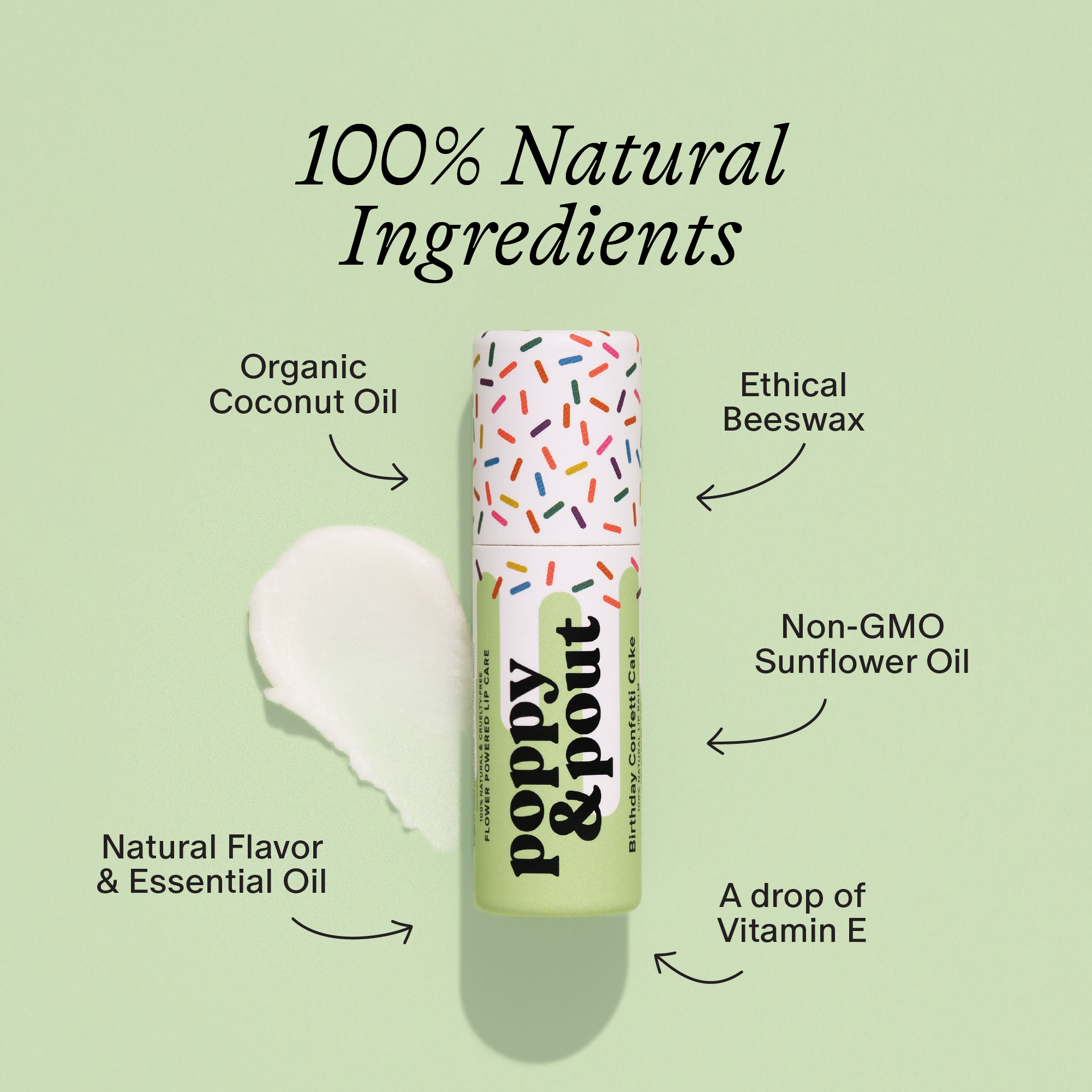 Lip Balm Birthday Confetti Cake Green