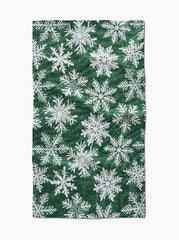 Green Snowy Days Tea Towel
