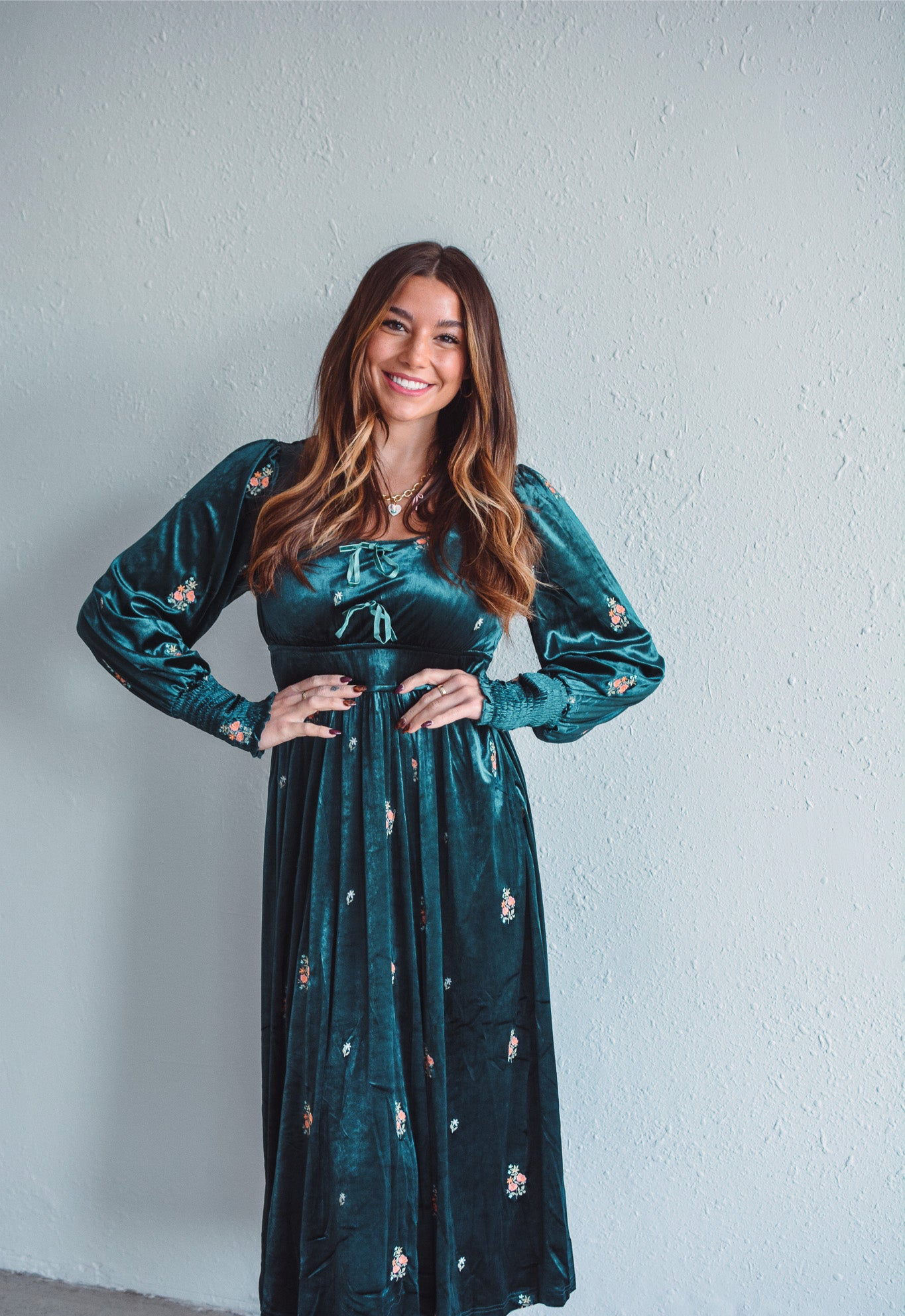 Garden Grace Velvet Dress