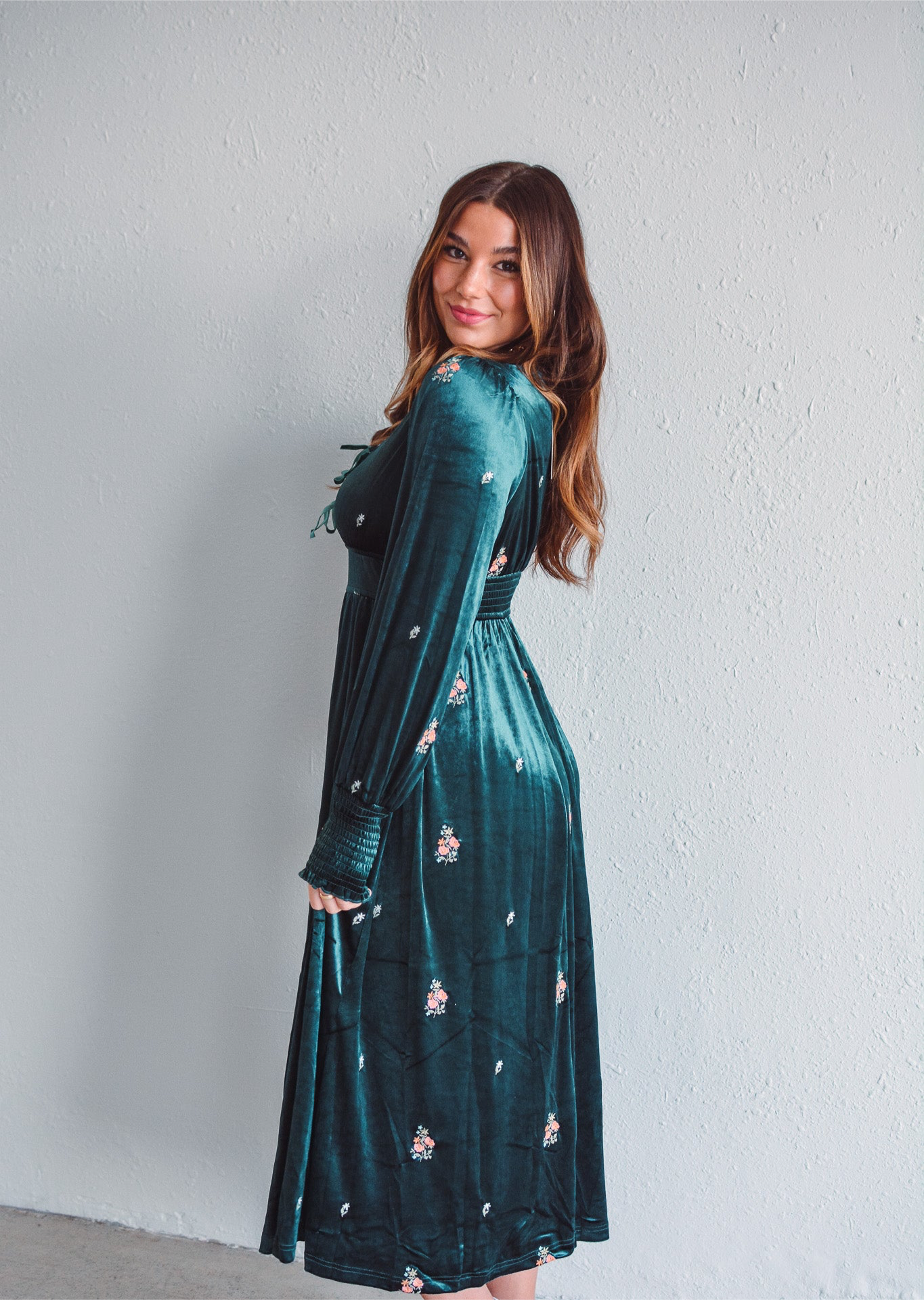 Garden Grace Velvet Dress