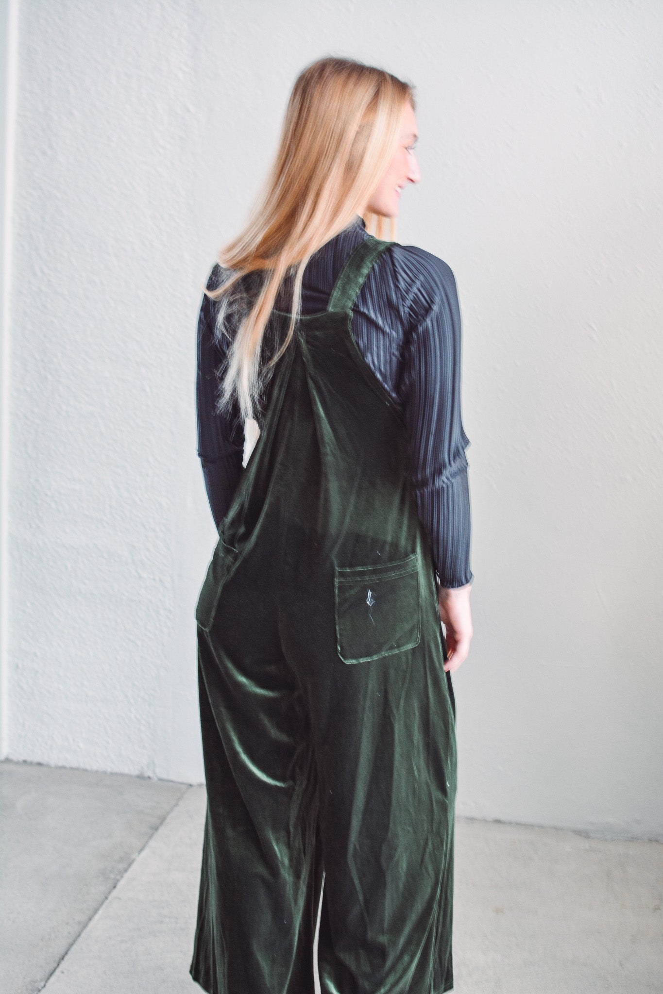 Green Aspen Velvet Overalls