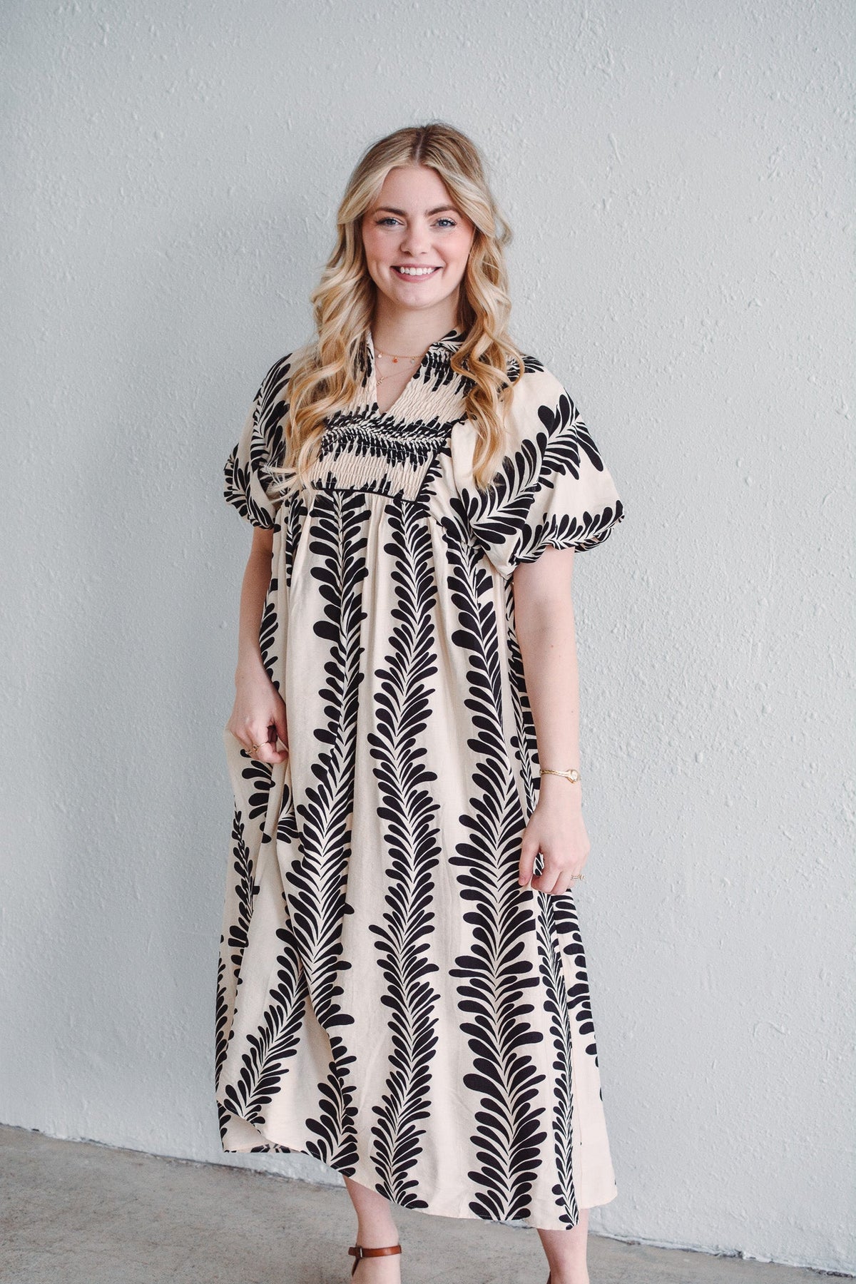 Palmline Black Dress