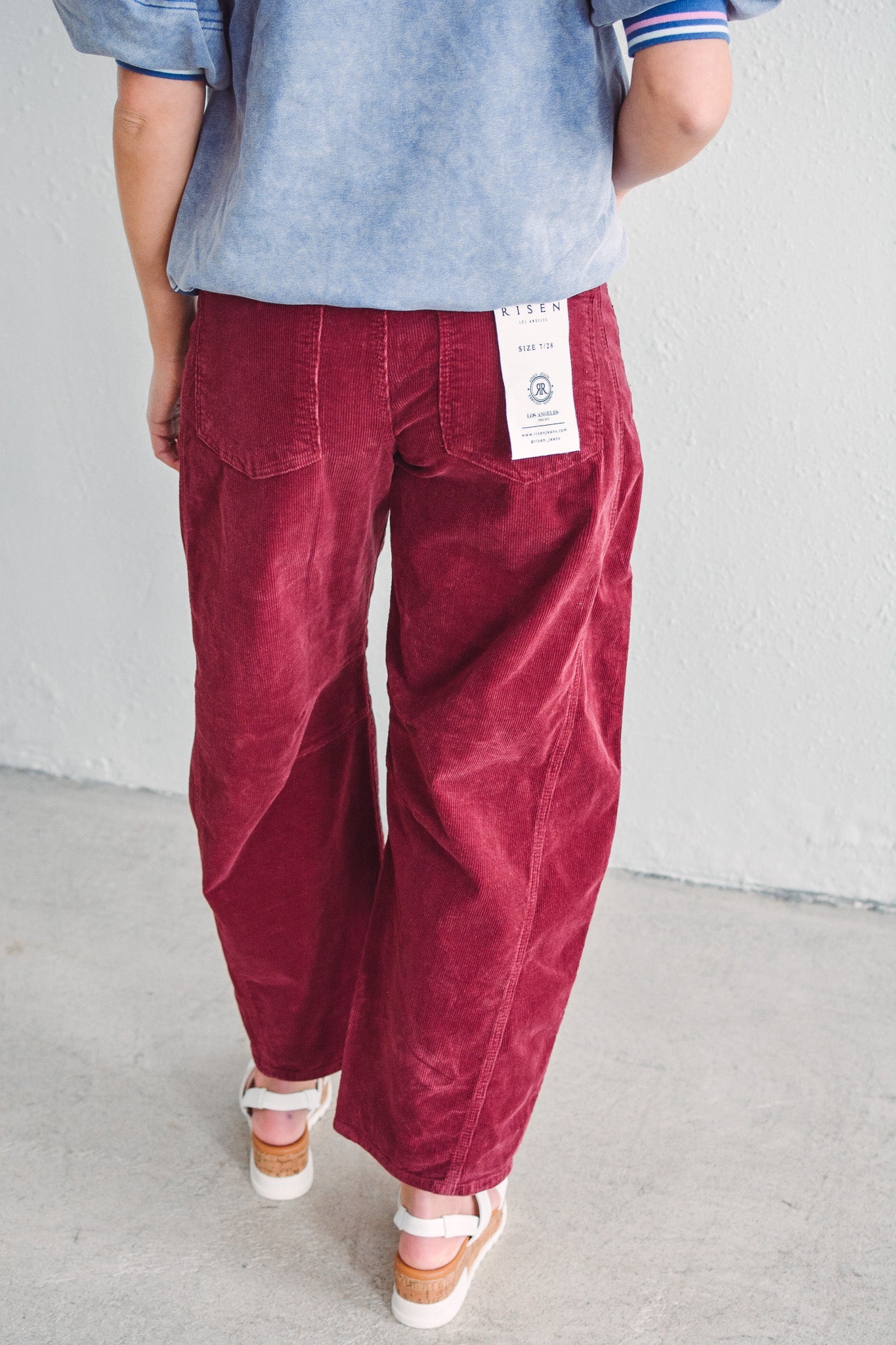 Maroon Barrel Corduroy Pant