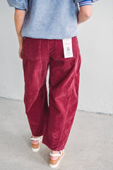 Maroon Barrel Corduroy Pant