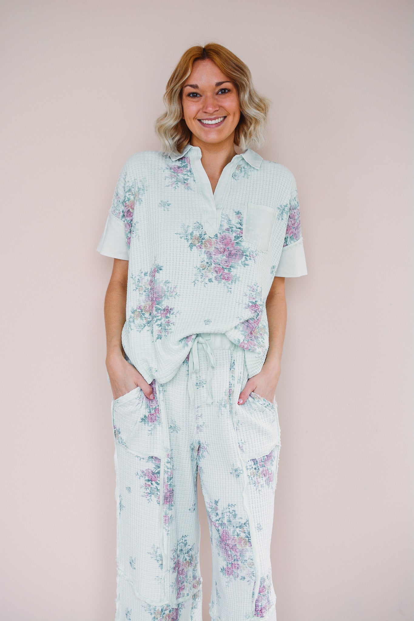 Floral Waffle Pants