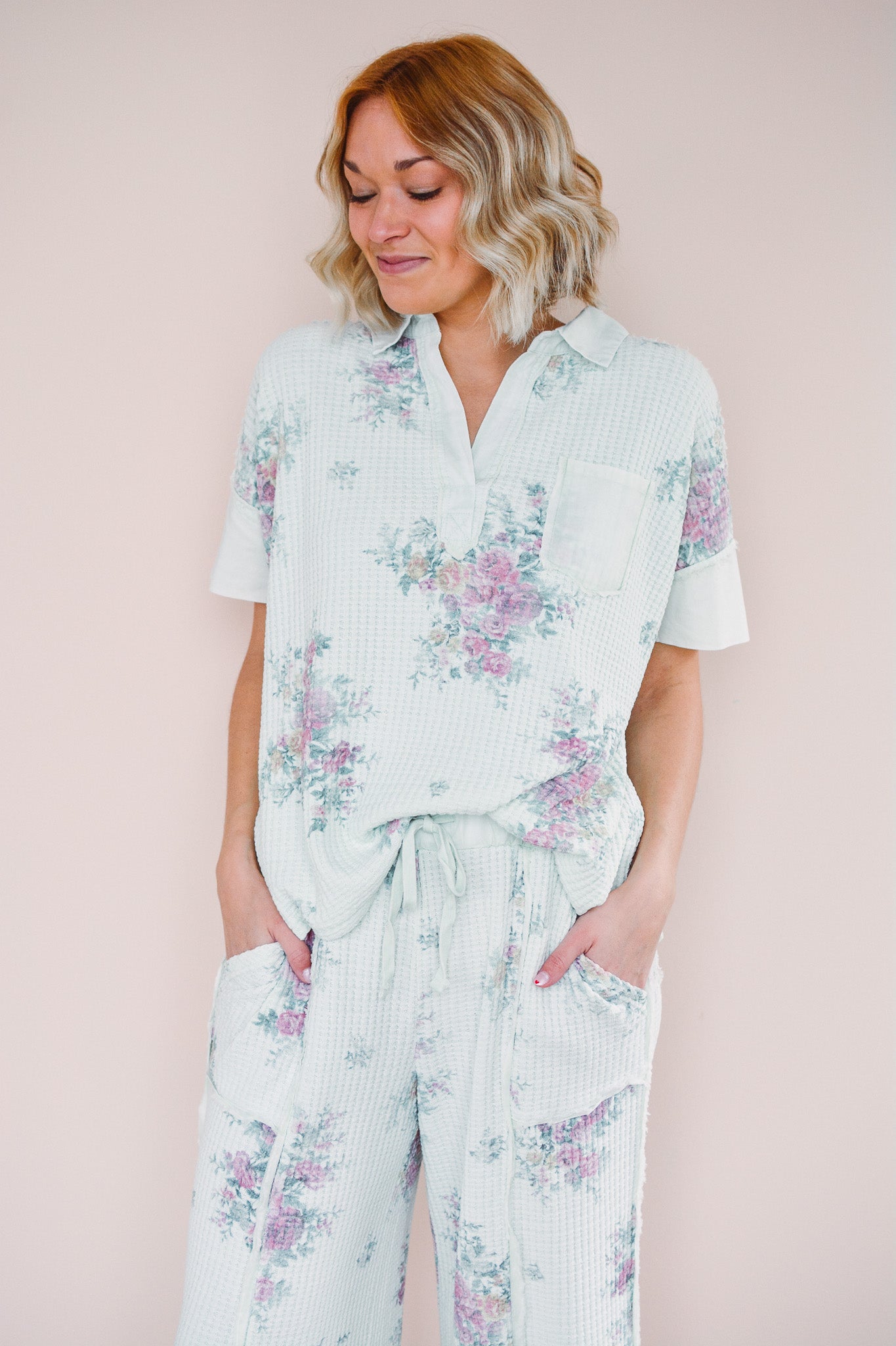 Floral Waffle Top