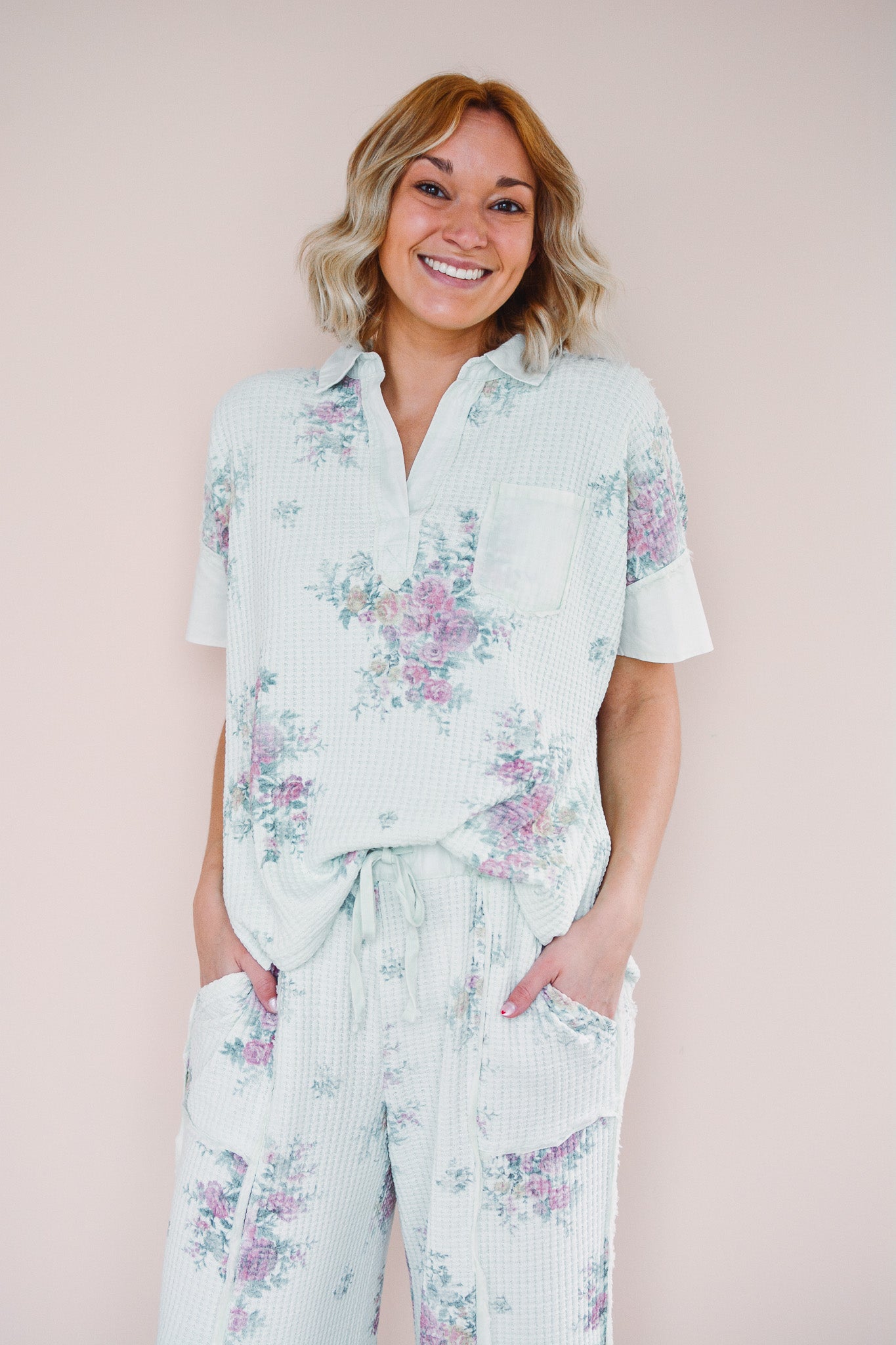 Floral Waffle Top