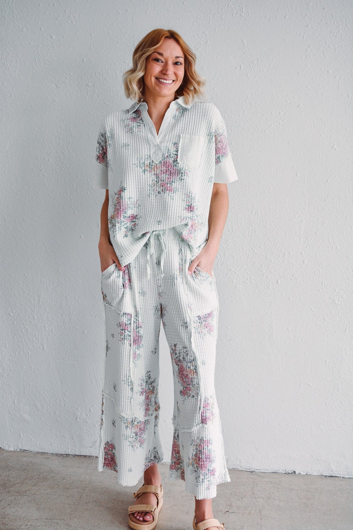 Floral Waffle Top