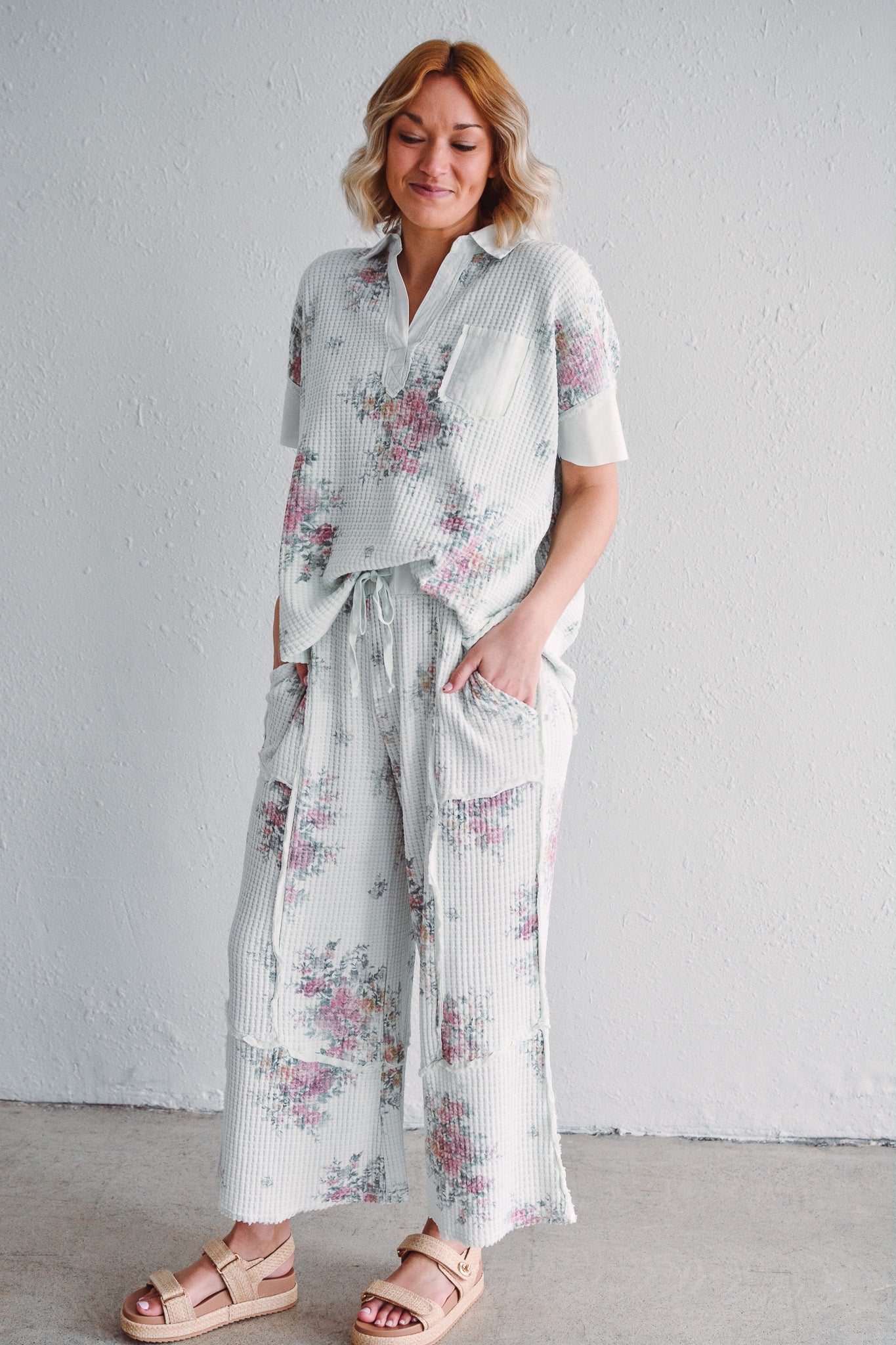 Floral Waffle Pants