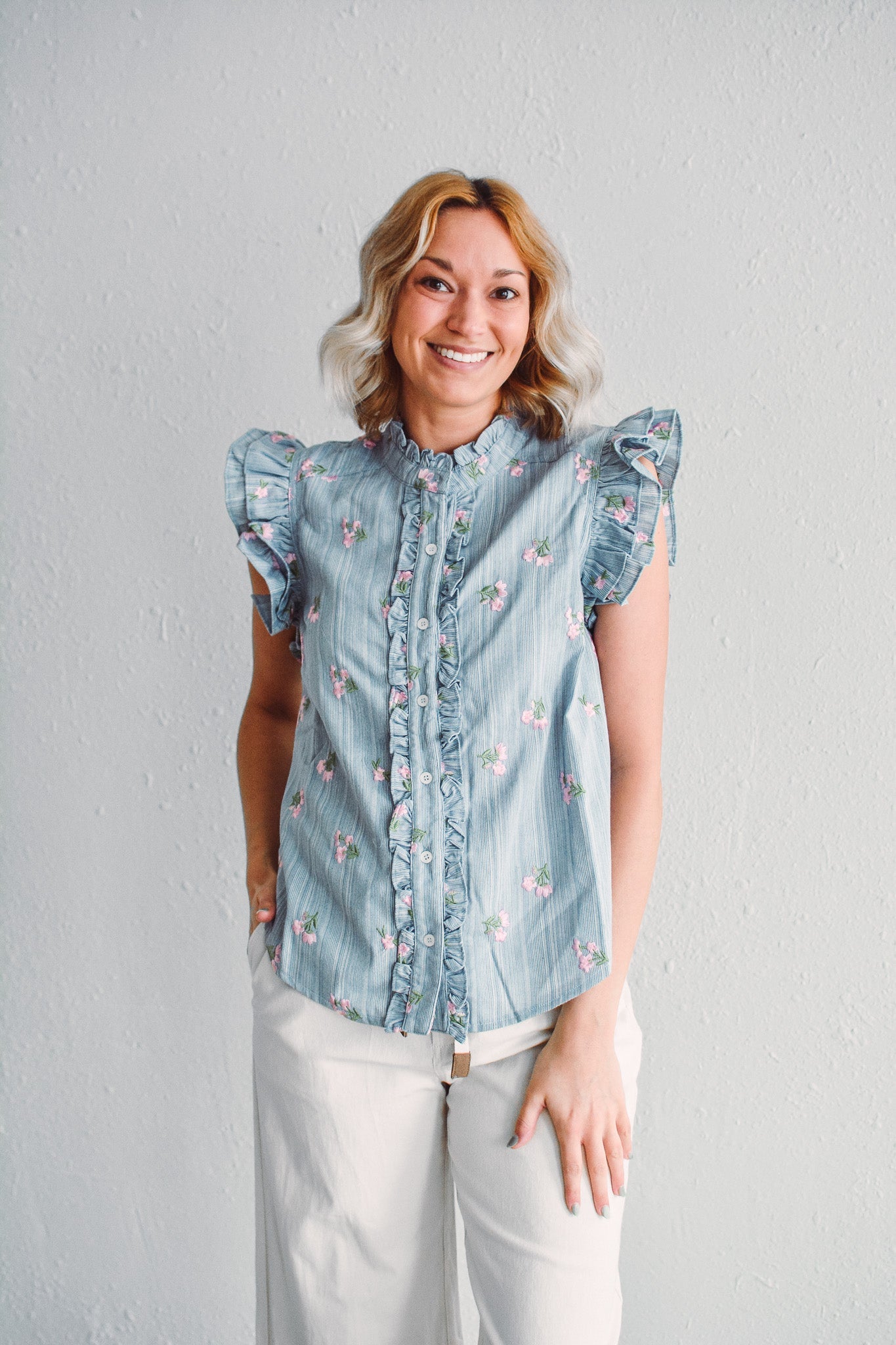Petal Pinstripe Top