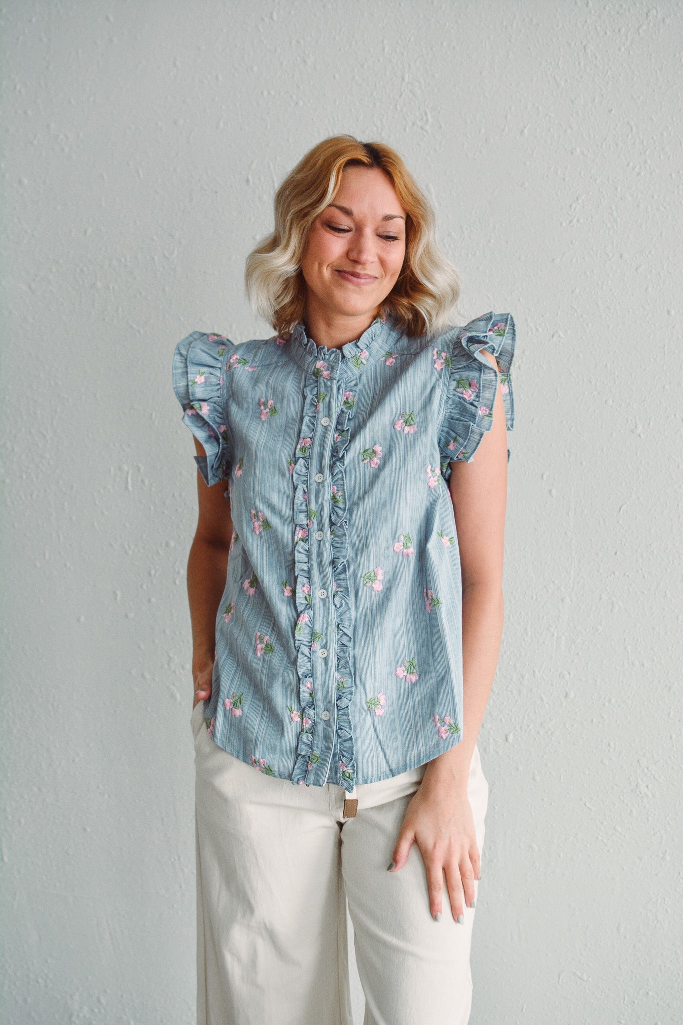 Petal Pinstripe Top