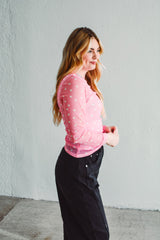 Pink Dotted Mesh Top