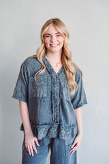 Gauze Charcoal Top