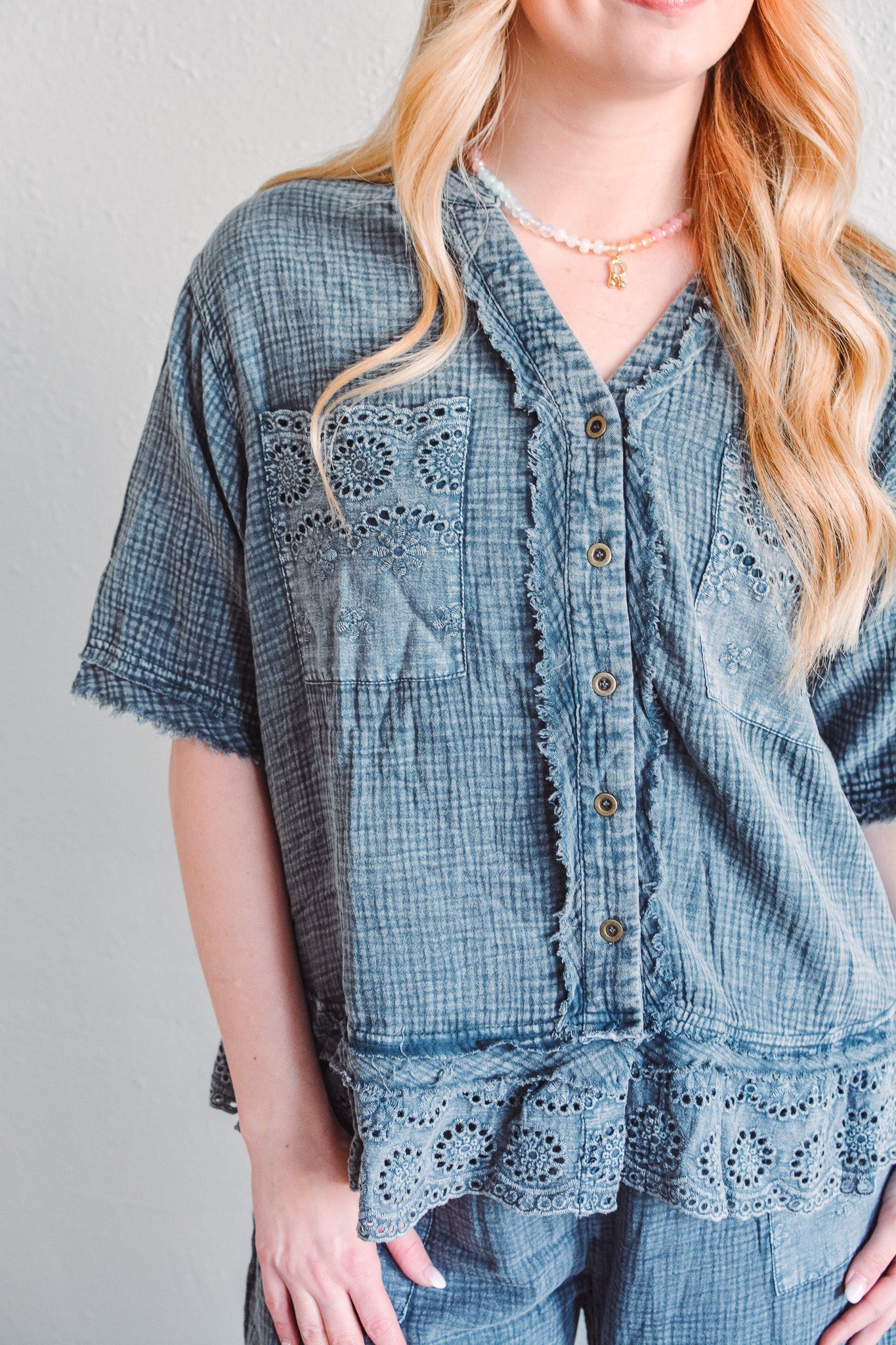 Gauze Charcoal Top